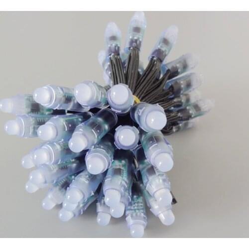 1000pcs/lot led rgb direccionable ws2811 12mm IP68 waterproof DC5V full color led pixel module 50pcs/string Black Wire Cable