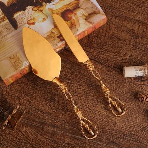 2Pcs/Set Cake Knife Easy Clean Comfortable Grip Zinc Alloy Wedding Cake Server Set for Party Pizza spatula