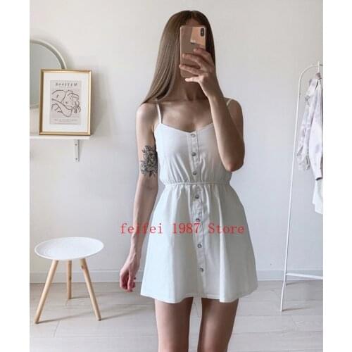 2021 Summer New Korean Solid Color Versatile Single Breasted Slim High Waist Elastic Suspender Jumpsuit