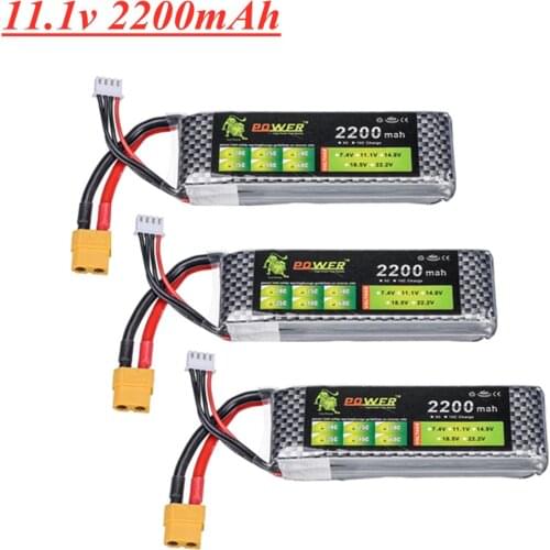 3PCS/lot 3S 11.1v 2200mAh 30C LiPo Battery For RC Car Boat Airplane Off-road racing 11.1v Rechargeable Battery XT60/T/JST Plug