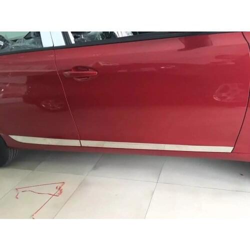Top quality For Citroen Peugeot 308 car detector stainless steel Side Door Body trim sticks Strips Molding 4pcs