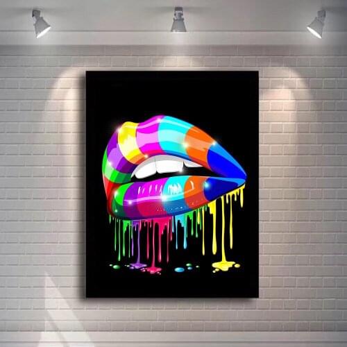 5D Diamond Painting Rainbow Lip Painting Diamond Mosaic Full Diamond Embroidery Diamond Art Painting Diamond Mosaic