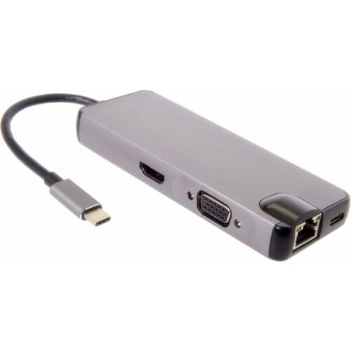 8-in-1 USB-C Adapter Type-C Hub with USB3.0 x 2 + HDMI + VGA + Gigabit Ethernet adapter