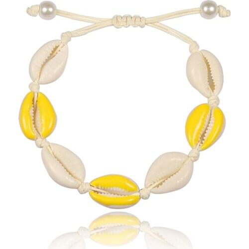 Lucky Bohemia Shell Bracelet Rope Chain Braided Colorful Seashell Beads Bracelets for Women Girls Beach Adjustable Jewelry Gifts