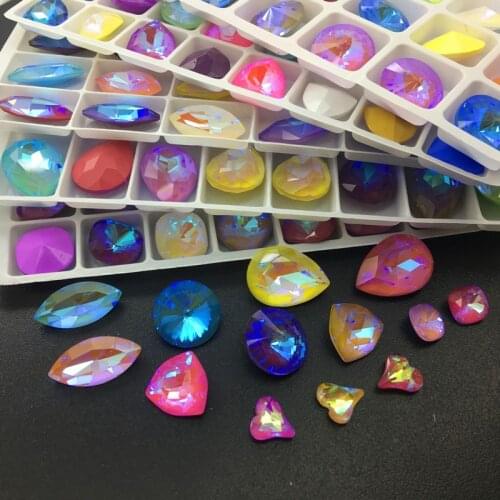 TopStone Mocha AB Mixed Colors K9 Glass Crystal Rivoli Drop Marquise Square Fancy Stone Pointback Rhinestone