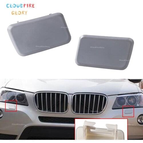 CloudFireGlory 61673416175 61673416176 2Pcs Front Headlight Washer Caps Covers Primed Left & Right For BMW X3 E83 2003-2010
