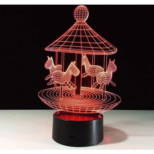 Merry Go Round 3D illusion LED Night Light 7Colors Table Lamp Novelty Product light with Touch Button Children Gift Drop Ship