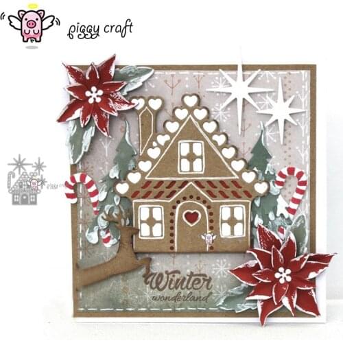Piggy Craft metal cutting dies cut die mold Christmas star house Scrapbook paper craft knife mould blade punch stencils dies