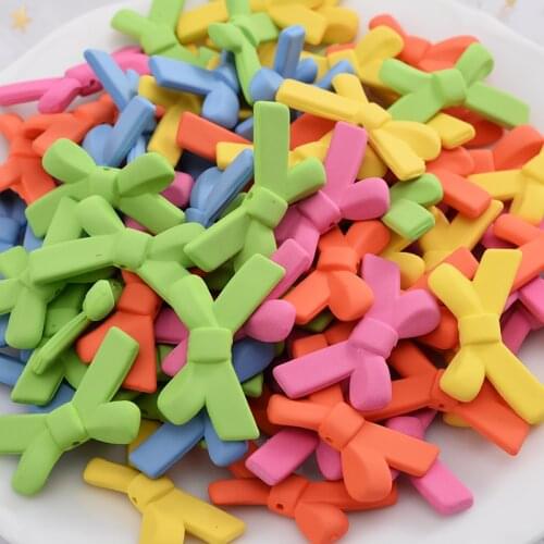 Cute 10-30Pcs/Pack Mixed Color Bowknot Shape Polymer Clay Loose Beads For DIY Necklace Bracelet Earring Jewelry Findings Making