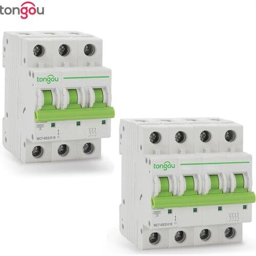 Curve B MCB 3P 4P 6A 10A 16A 20A 25A 32A 40A 50A 63A Miniature Circuit Breaker 6KA 110V/220V/400V 50/60HZ Type B Switch TOMC7-63