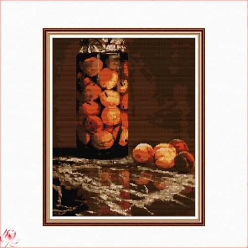 Jar Of Peaches Patterns Counted 11CT 14CT DIY Cross Stitch Sets Chinese Cross-stitch Kits Embroidery Needlework Home Decoration