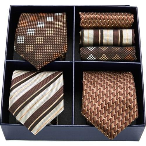 Factory Sale Nice Handmade 7.5 cm 3 pieces Tie Handkerchief Set Necktie Box Gift Mans Dropshipping April Fools Day