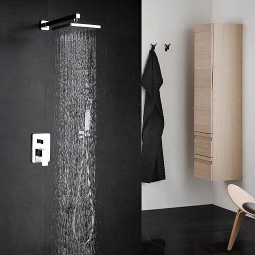Wall Mounted Shower Faucets Set Rainfall Shower Head Bathroom Shower Tap with Handshower Hot And Cold Shower Faucet
