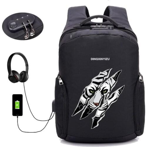 Japan anime Bungou Stray Dogs backpack USB charging backpacks student book backpack teenager women men travel backpack