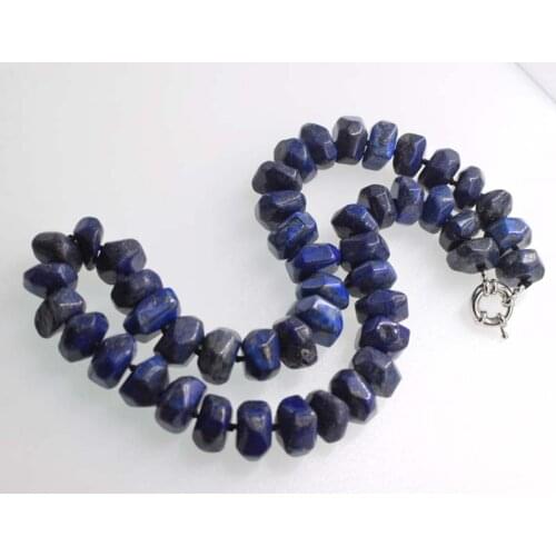 Lapis lazuli blue roundel wave 8*14mm necklace 18" nature beads FPPJ wholesale beads nature FPPJ
