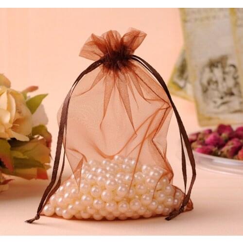 Drawstring Gift Bags For Shoes Hair Extention 35x50cm Coffee Color Large Organza Bag organizador de joyas Can Be Custom Logo