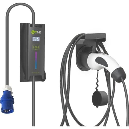 32A 7KW portable ev car charger type 2 5m cable with blue CEE 3 pins