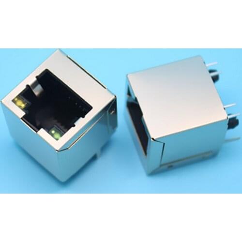 10PCS RJ45 5224-8P8C Straight plug 180 degree vertical with shielding with LED light network socket