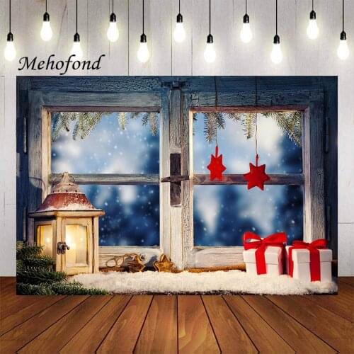 Mehofond Christmas Photography Background Winter Window Gift Baby Shower Kids Child Family Party Portrait Backdrop Photo Studio
