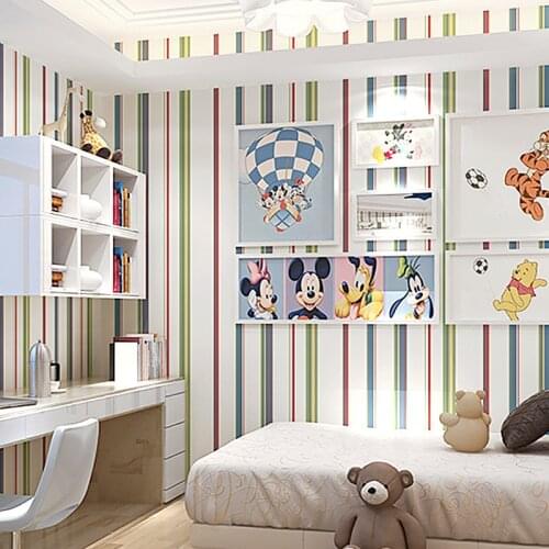 Mediterranean fashion vertical stripe wallpaper modern simple living room bedroom background wall childrens pure wallpaper