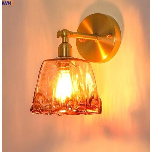 Champagne Glass Copper Wall Lamp Lights Concise Nordic Bedroom Wall Light Japanese Style Bathroom Applique Murale Luminaire