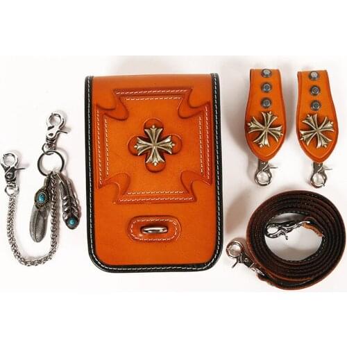 Handmade Women Men Handbags Cow Leather Messenger Shoulder Belt Bag Vegetable Tanned Leather Waist Bags Mens Cigarettes Bag