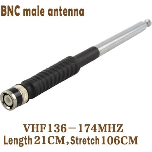BNC male Antenna 136-174MHz VHF 20cm length can be stretched 106cm Telescopic Ham Antenna