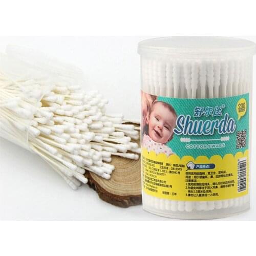 Baby Cotton Swab For Baby 200 Sticks Of Fine Paper Stick Double Screw Cotton Swabs Sanitary Cleaning Disposable Child Care Tools