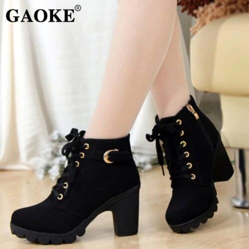 2021 Autumn Women Boots Ladies Thick Fur Ankle Boots Plus Size Women Pumps Women High Heel Platform Rubber Shoes Snow Boots