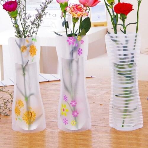 1pc/3Pcs Portable Eco-friendly Flower Cute Foldable Vase Wedding Office Home Decoration Random PVC Plastic Flower Vase