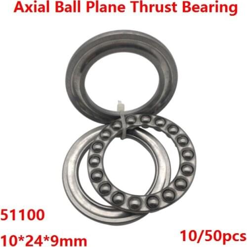 10/50pcs 51100 10×24×9mm Axial Ball Thrust Bearing plane thrust ball bearing plane Thrust Bearing Roller 10*24*9mm