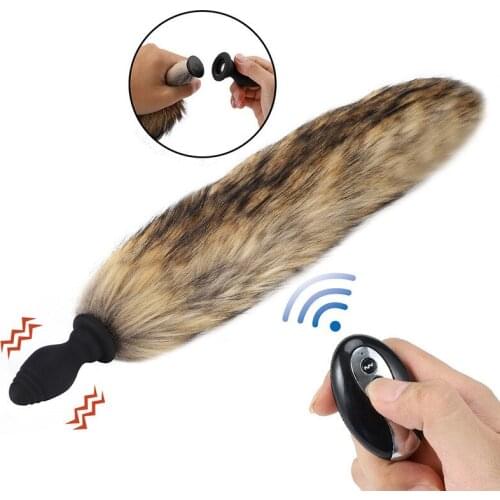 10 Frequency Fox Tail Anal Plug Vibrator Remote Control Anus Dilator BDSM Sex Toys for Couples Vibrating Butt Plug Prostate Vibe