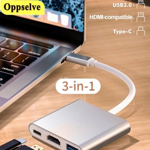 3 In 1 USB 3.0 Hub Adapter USB C to HDMI-compatible Charging Converter for Macbook Television Huawei Mate10 Multiport Adapter