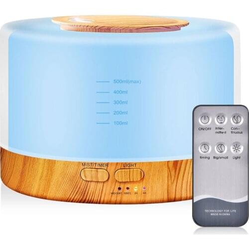 500ML Aromatherapy Diffuser Air Humidifier with LED Night Light for Home Room Ultrasonic Cool Mist Aroma Essential Oil Diffuser