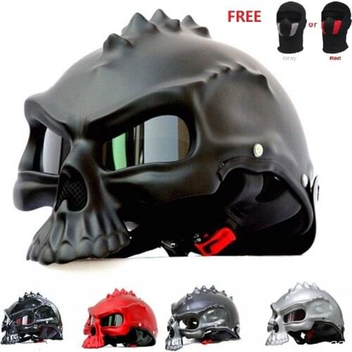 Free shipping 1pcs 3D Spiker Dual Use Skull Dirt Bike Racing Half Face Capacete Casco Helmet Skeleton Motorcycle Helmet
