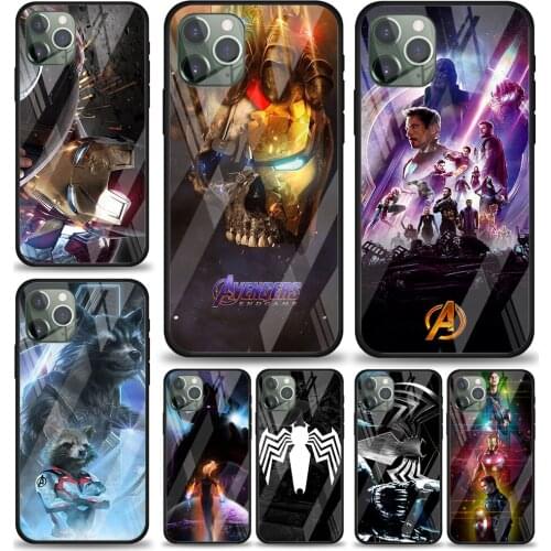 Marve llegends Iron Man Tempered Glass Cover For Apple IPhone 12 Mini 11 Pro XS MAX XR X 8 7 6S 6 Plus Phone Case Coque