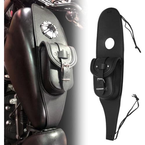 Black Motorcycle Front Gas Tank Cover Panel Dash Console Center Pouch Bag PU Leather for Harley-Davidson Sportster 883 1200