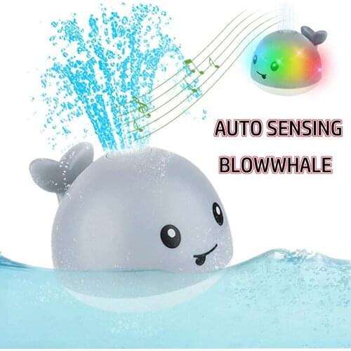 Baby Bath Flashing Light And Spray Water Whale Toys Water Reaction Flashing Baby Bathroom Toys Lamp Bath Toys As Kids Gift