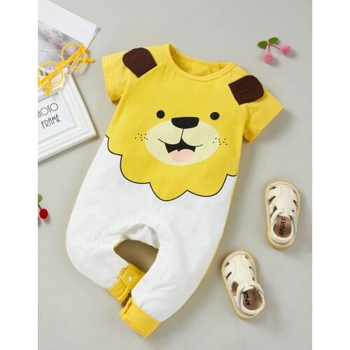 Baby Cute Animal Romper Boys Girls Jumpsuit Outfits Short Sleeve Clothes Infant Unisex Babies One-pieces Carton Roupas de Bebes