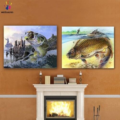 DIY colorings pictures by numbers with colors The fisherman and the fish picture drawing painting by numbers framed Home