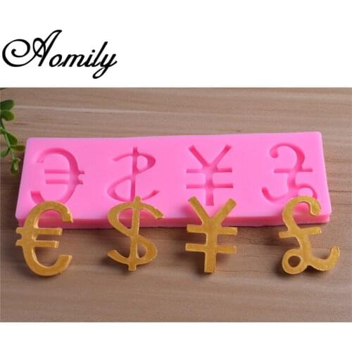 Aomily Euro USD RMB Pounds Chocolate Mold Silicone Molds Money Symbol Mold Fondant Cake Decorating Tools Fondant Molds