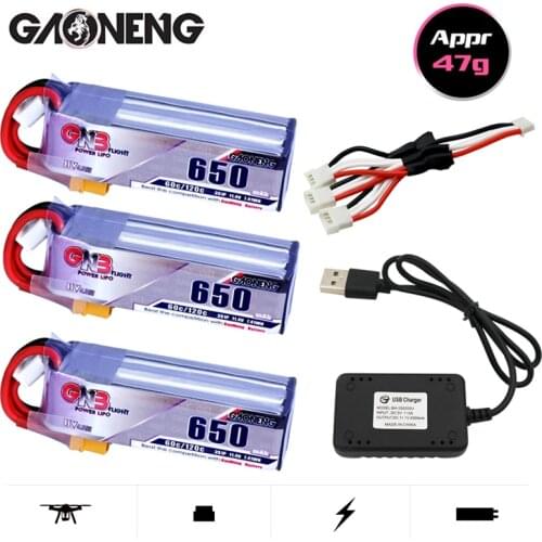 GNB MAX 120C 3S HV Lipo battery 650mAh 11.4V XT30 Plug With Charger for FPV Racing Drone 4 axis UAV RC Quadcopter RC Drone
