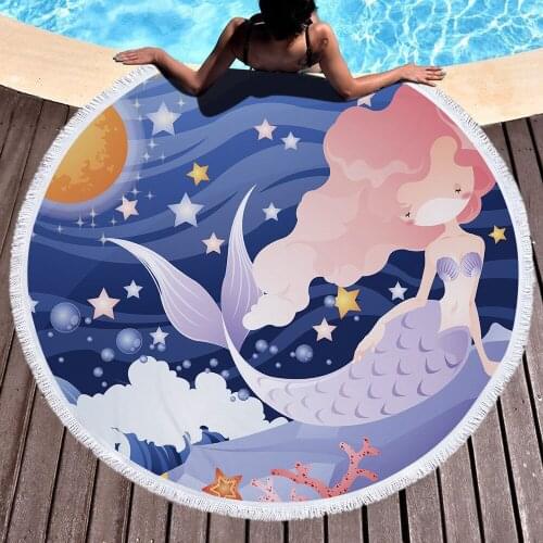 2020 new Microfiber 540g Ins Hot Printed Mermaid Beach Towel Print Picnic Mat Beach Blanket for Home Wall Art Decoration