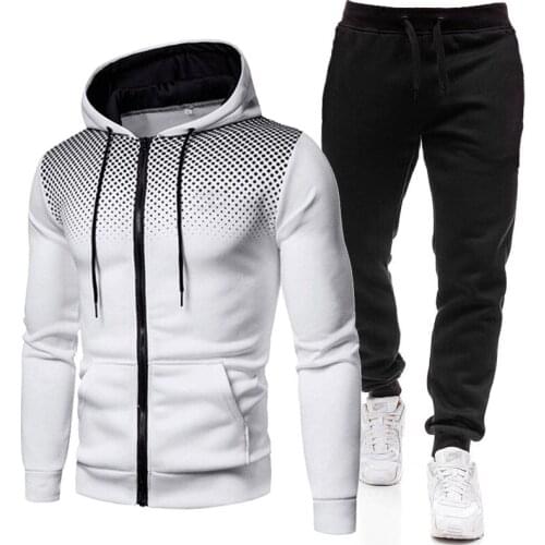Classic Design Men Casual Sets Winter New Brand Splice Jogger Tracksuit Hoodies+Pants 2PC Sets Sportswear Sport Suit Clothing