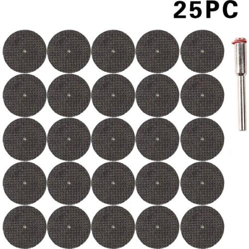25pcs Saw Blade + 1pcs Connection Clamp Fiberglass Reinforced Cut Off Wheel Disc W/ 1 Mandrel 1/8" Fit Dremel Tool