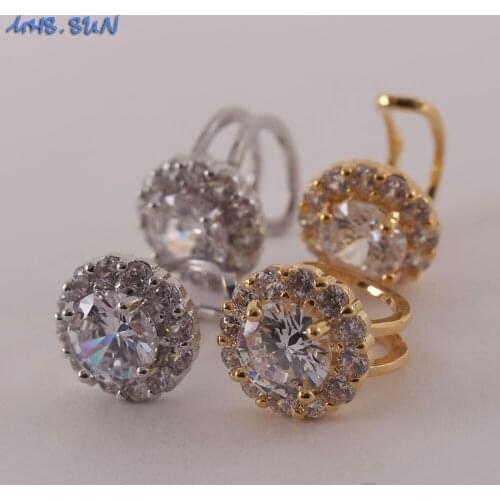 MHS.SUN Luxury AAA Zircon Earrings Ear Clip Crystal Ear Cuff Non Pierced Earrings Fashion Women CZ Earcuff For Jewelry Gift