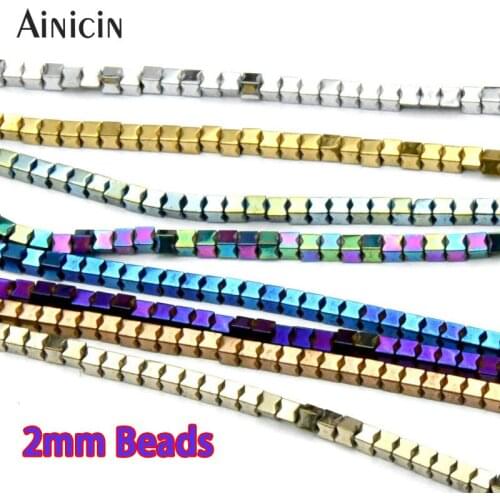 Many Colors 2mm Cubic Special Shape Hematite Strand Beads For Necklace Bracelet Making Findings 10pcs/lot