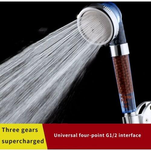 Shower Nozzle Three-Speed Transparent Pressurized Negative Ion Handheld Shower Filter Water Purification Shower Nozzle