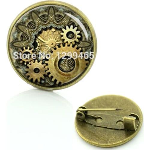 Striped Movement Gifts brooches Fashion Upscale Watch pins Steam punk Vintage Design Formal Wear Necktie badge C 1081