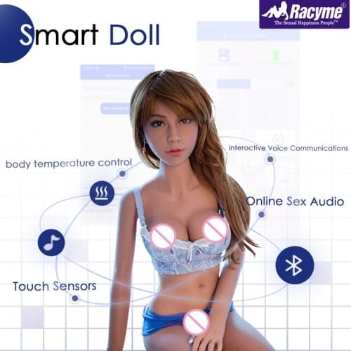 Racyme 158cm Big Breast Smart Sex Doll TPE Real Silicone Love Doll for Touch Sensors Online Sex Audio Heated Temperature Control